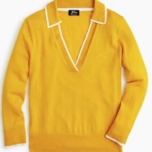 J.Crew Tipped polo Sweater Featherweight Cashmere